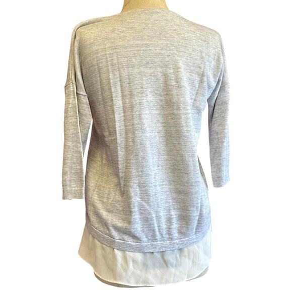 Womens Sweater Size Small Gray Layered Attached Undershirt Preppy Modest Classic - Picture 4 of 8